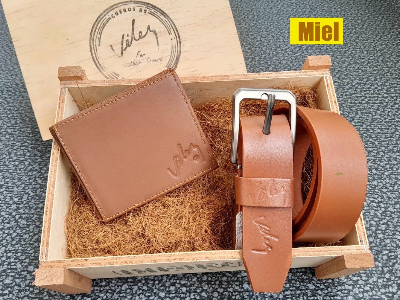 🎁 Dúo Exclusivo Billetera + Correa en Cuero con Caja de Regalo en Madera
