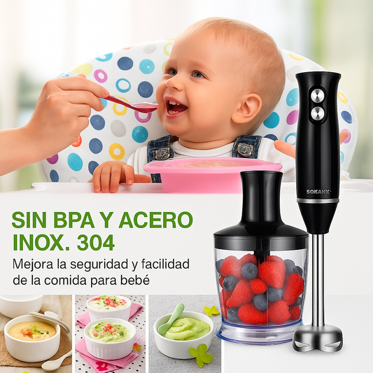 🖤 Batidora Sokani 4 en 1 de Acero Inoxidable