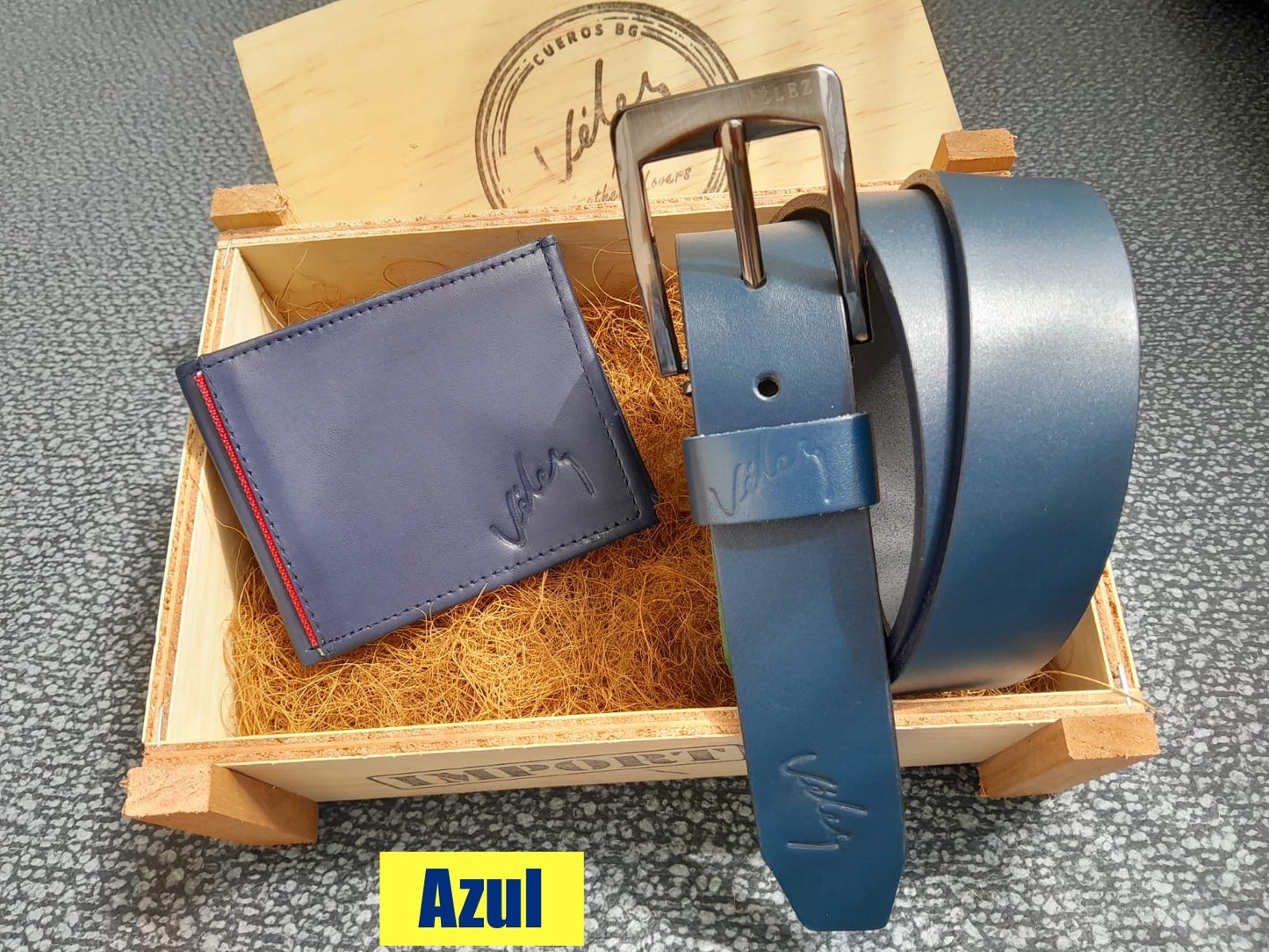 🎁 Dúo Exclusivo Billetera + Correa en Cuero con Caja de Regalo en Madera