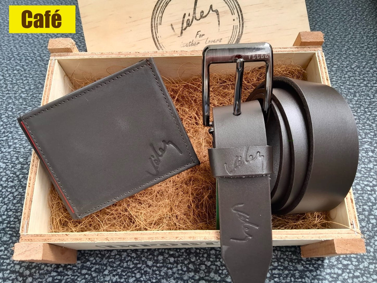 🎁 Dúo Exclusivo Billetera + Correa en Cuero con Caja de Regalo en Madera